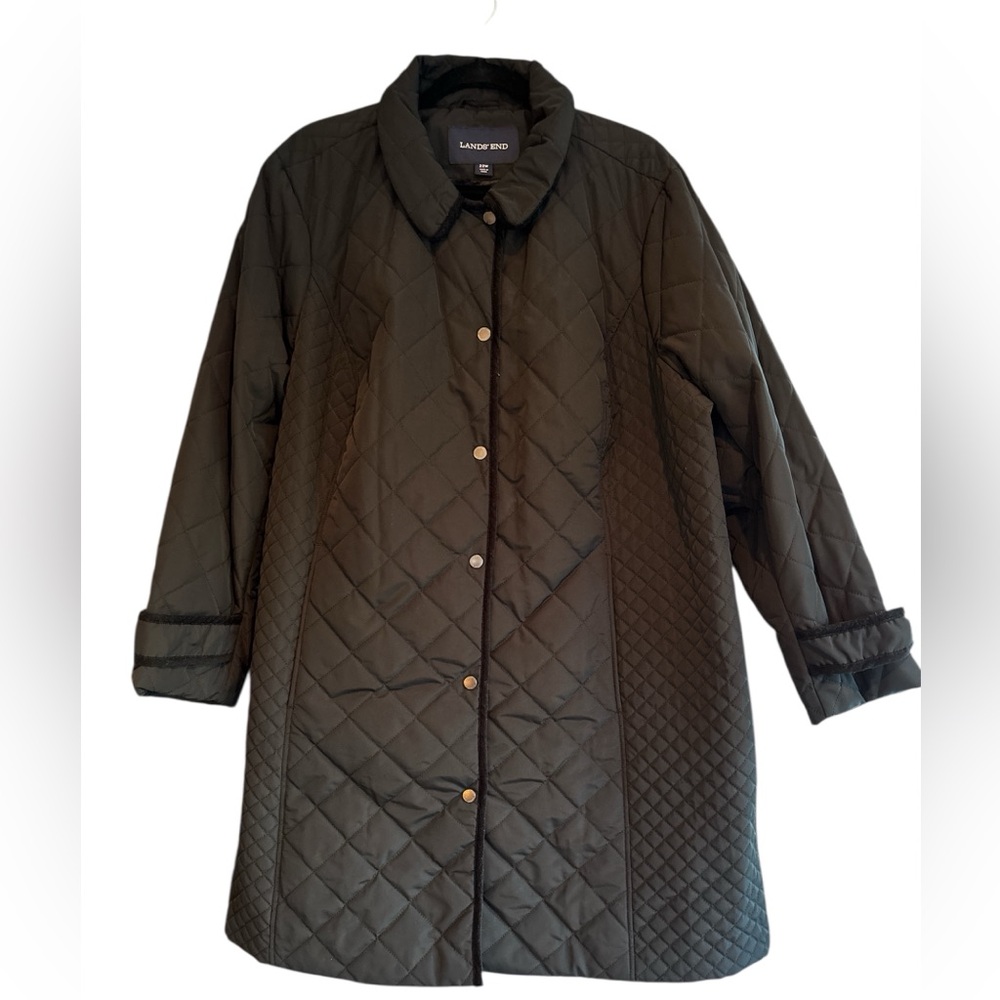 Lands’ End Quilted Black Jacket 
Size 2X